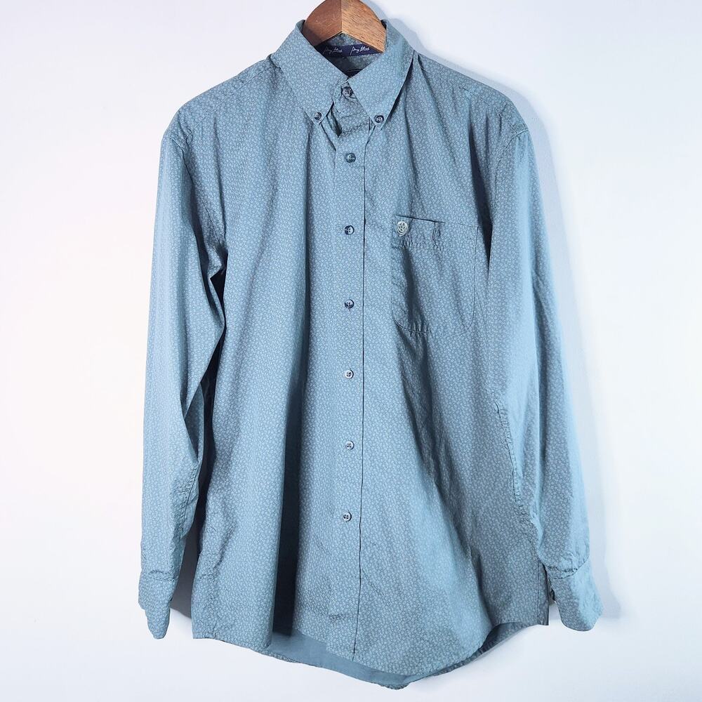 Wrangler George Strait Collection Dark Green Paisley Button Up Shirt Size Medium
